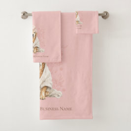 Pink Blush Personalized Dog Groomer Spa Towel Badhandtuch Set