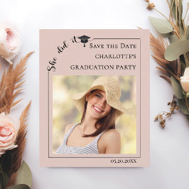 Pink Blush Photo Graduation Party Save the Date Flyer