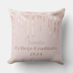 Pink Blush Uni Graduate Glitzer Throw Kissen
