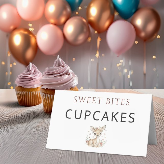 Pink Blush Woodland Deer Girl Baby Shower Cupcakes Platzkarte (Von Creator hochgeladen)
