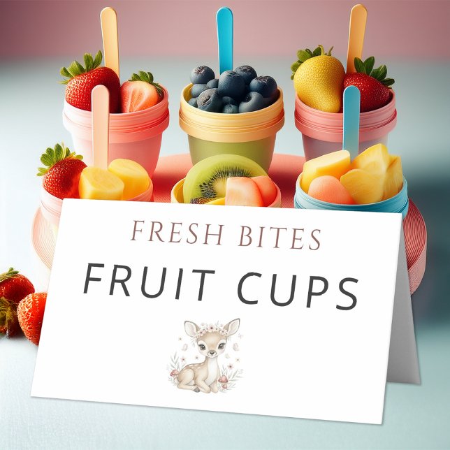 Pink Blush Woodland Deer Girl Baby Shower Fruit  Platzkarte (Von Creator hochgeladen)