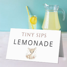 Pink Blush Woodland Deer Girl Lemonade Place Card Platzkarte