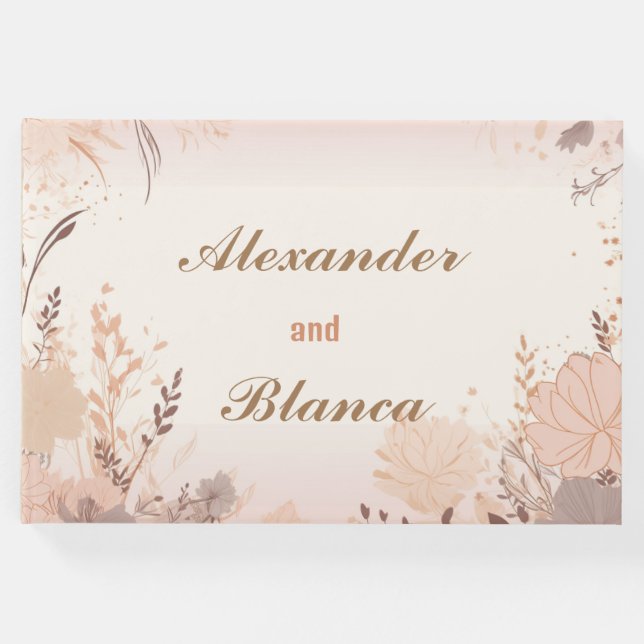 Pink-Blütenfest Hochzeit Gästebuch (Vorderseite)