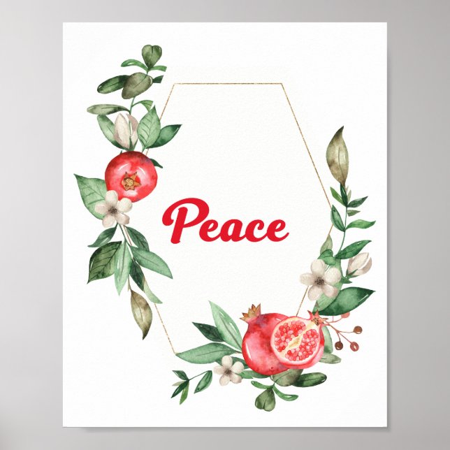 Pink-Blütenpomegranat-Friedenspender Poster (Vorne)