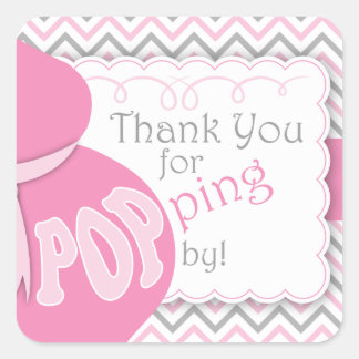 Pink Bly Bump Baby Dusche Sticker