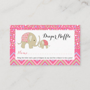 Pink Bohemisch Elephant Baby Diaper Raffel Ticket Begleitkarte