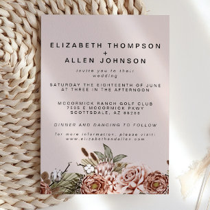 Pink-böhmischer Kern verzauberte Hochzeit Einladung