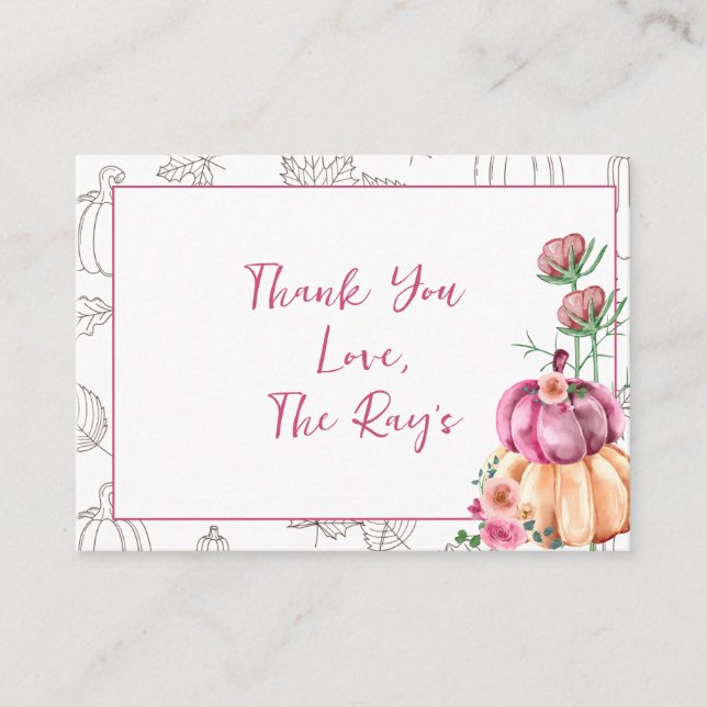 Pink Boho A Little Pumpkin ist unterwegs Begleitkarte (Vorderseite)