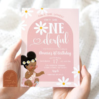 Pink Boho Arch Daisy Afro Afrikanischer erster Geb