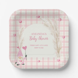 Pink Boho Arch Gingham Sweetheart Babydusche Pappteller