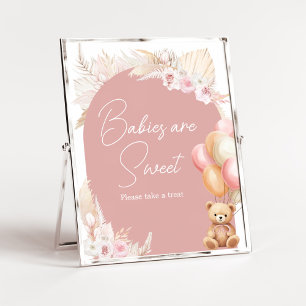 Pink Boho Bären Ballon Babies sind süß Poster