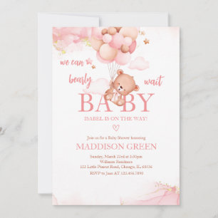Pink Boho Bear Baby Dusche Einladung