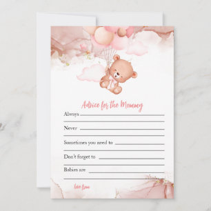 Pink Boho Bear Baby Shower Game Advice for Mommy Einladung