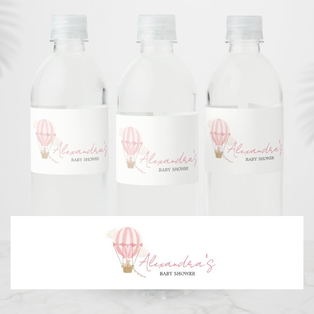 Pink Boho Bear Baby Shower  Wasserflaschenetikett (Oh Baby Bear Baby Shower Water Bottle Label)