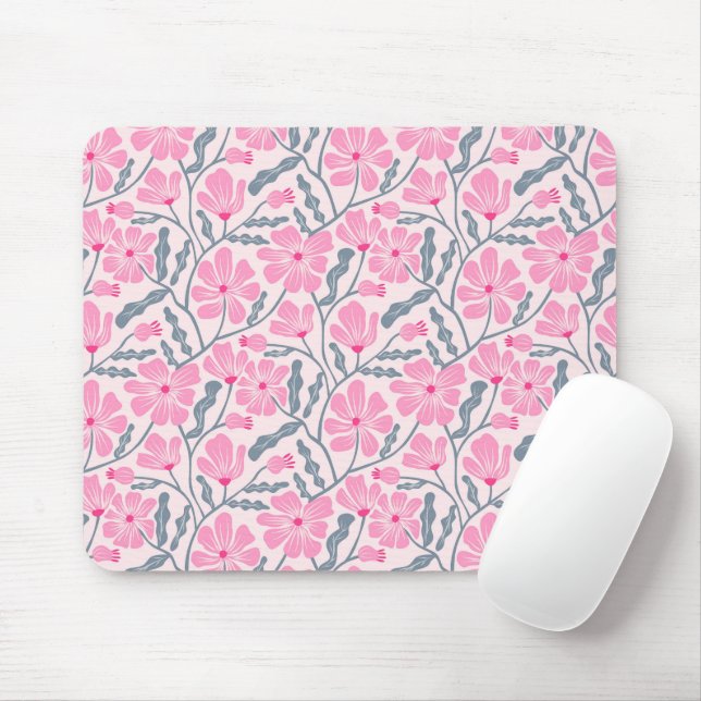 Pink Boho Blumenmuster Mousepad (Mit Mouse)