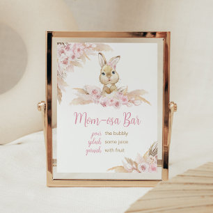 Pink Boho Bunny Baby Dusche Mama Osa Bar Poster