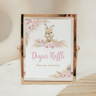 Pink Boho Bunny Baby Dusche Winzer Raffle Poster