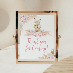 Pink Boho Bunny Baby Shower Vielen Dank für Ihr Ko Poster