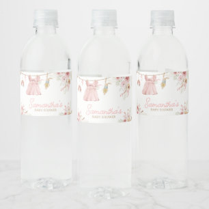Pink Boho Clothesline Babydusche Wasserflaschenetikett