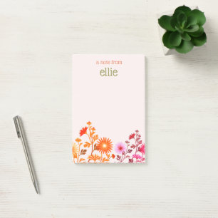 Pink Boho Country Floral Notepad Post-it Klebezettel