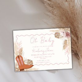 Pink Boho Cowgirl Boots Pampas Grass Baby Dusche Einladung