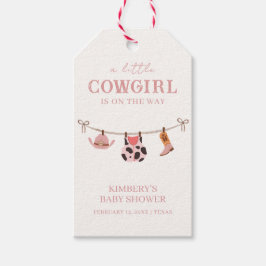 Pink Boho Cowgirl Clothesline Cowhide Babydusche Geschenkanhänger