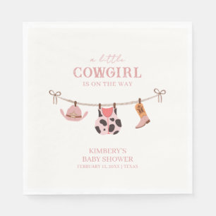Pink Boho Cowgirl Clothesline Cowhide Babydusche Serviette