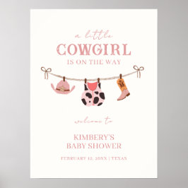 Pink Boho Cowgirl Wäscheleine Babydusche Begrüßung Poster