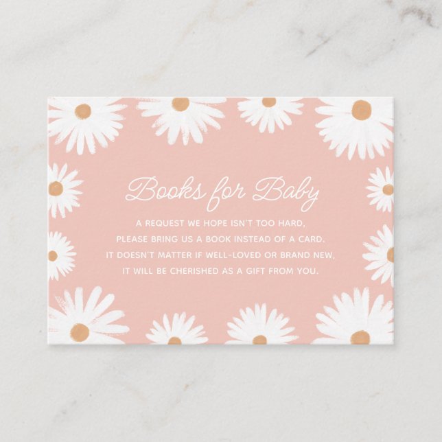 Pink Boho Daisy Floral Baby Shooting Books for Bab Begleitkarte (Vorderseite)