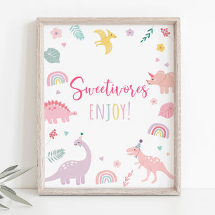 Pink Boho Dinosaur Sweetivores Geburtstagszeichen Poster