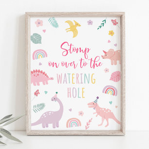 Pink Boho Dinosaur Wasserpfeife Löwen Geburtstagsz Poster