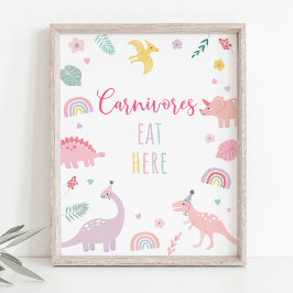 Pink Boho Dinosaurier Carnivores Geburtstagszeiche Poster