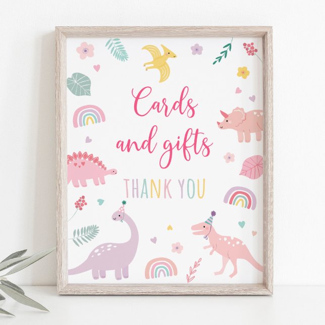 Pink Boho Dinosaurier Karten und Geschenke Geburts Poster (Von Creator hochgeladen)