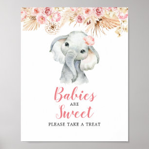 Pink Boho Elephant Girl Babies sind Sweet Sign Poster
