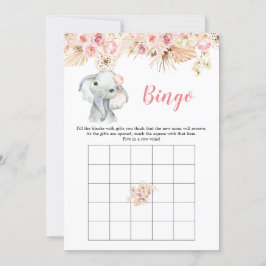 Pink Boho Elephant Girl Baby Dusche Bingo Spiel Einladung