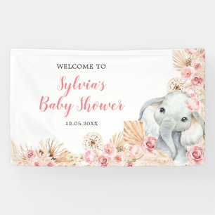 Pink Boho Elephant Girl Baby Dusche Große Banner