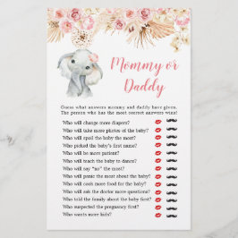 Pink Boho Elephant Girl Baby Shower Mommy oder Dad