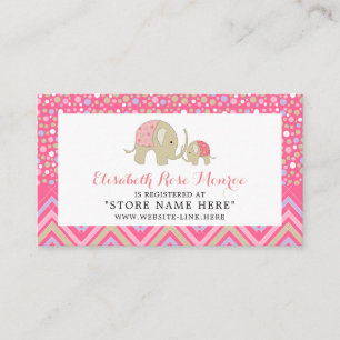 Pink Boho Elephant & Zickzack Geschenkregister Begleitkarte