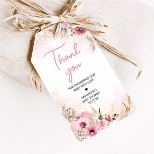 Pink Boho Fall Pumpkin Baby Duwer Fevor Tags Geschenkanhänger