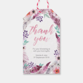 Pink Boho Feather danke Ihnen für Tags Geschenkanhänger