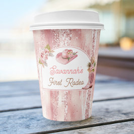 Pink Boho First Rodeo 1. Geburtstag Pappbecher