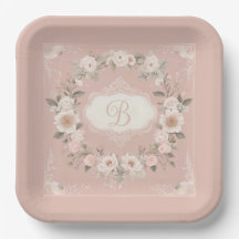 Pink Boho Floral Monogramm