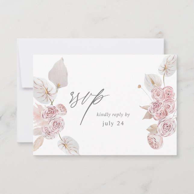 Pink Boho Floral w Meal UAWG 2 RSVP Karte (Vorderseite)