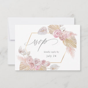 Pink Boho Floral w Meal UAWG RSVP Karte
