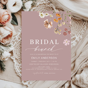 Pink Boho Floral Wildblume Bridal Brunch Einladung