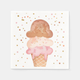 Pink Boho Ice Creme Cone Confetti Papier Napkins Serviette