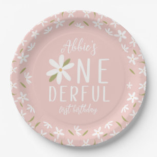 Pink Boho Onederful First Birthday Plate Pappteller
