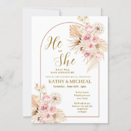 Pink Boho Pampas, er oder sie Geschlecht offen Einladung