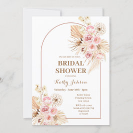 Pink Boho Pampas Grass Bridal Dusche Einladung