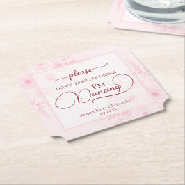 Pink Boho Peonies Don't Take My Drink Wedding Untersetzer